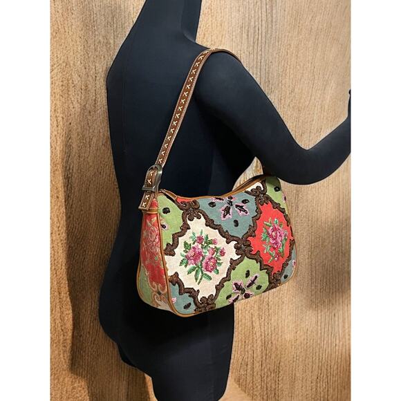 Vintage Isabella Fiore Floral Brocade Beaded Leila-Marissa Hobo Bag - Picture 7 of 11